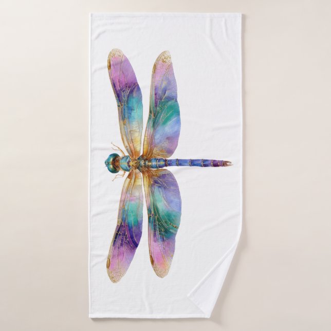 Colourful Dragonfly – Iridescent Nature Art Bath Towel (Bath Towel)