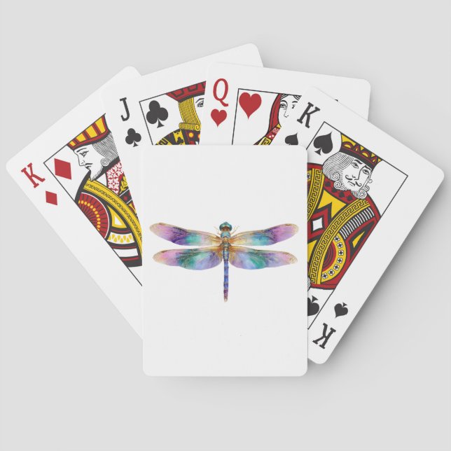 Colourful Dragonfly – Iridescent Nature Art Playing Cards (Back)