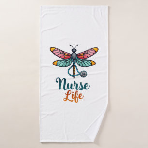 Colourful dragonfly Nurse life T-Shirt (2) Bath Towel