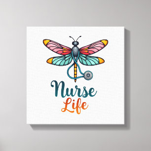 Colourful dragonfly Nurse life T-Shirt (2) Canvas Print
