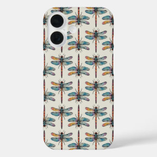 Colourful Dragonfly Pattern iPhone 16 Case