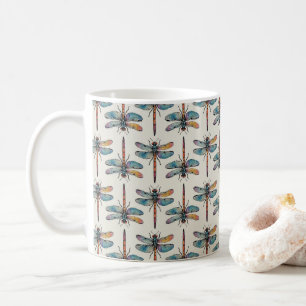 Colourful Dragonfly Pattern Coffee Mug