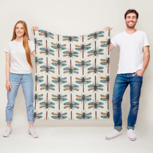 Colourful Dragonfly Pattern Fleece Blanket
