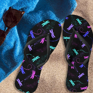 Colourful Dragonfly Pattern Flip Flops