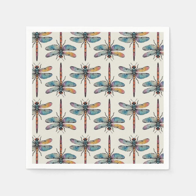 Colourful Dragonfly Pattern Napkin (Front)