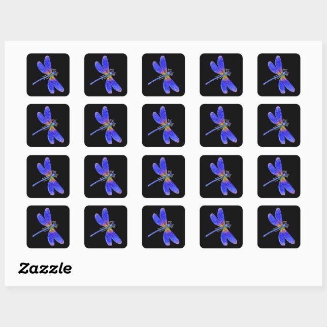Colourful Dragonfly Square Sticker (Sheet)