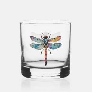 Colourful Dragonfly Whiskey Glass
