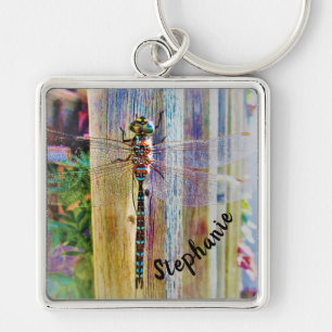 Colourful Dragonfly Wings Spread in Sunlight Key Ring