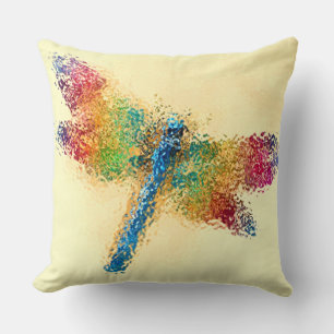 Colourful Dragonfly Yellow Cushion