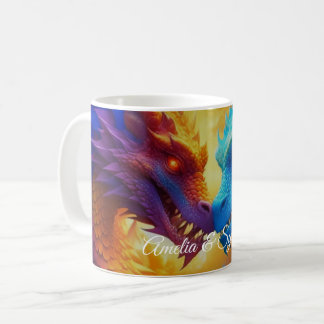 Colourful Dragons in Love Coffee Mug