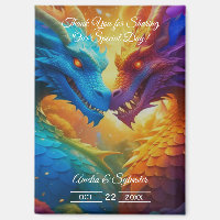 Colourful Dragons in Love Wedding Thank You