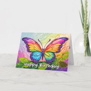 Colourful Drawing Butterfly Happy Birthday Card