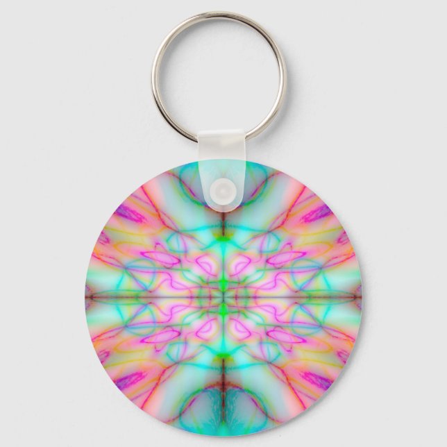 Colourful drawn pattern key ring (Front)