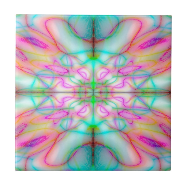 Colourful drawn pattern tile (Front)