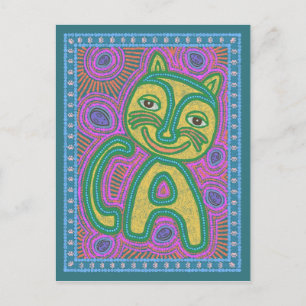 Colourful Dreamland Cat Postcard