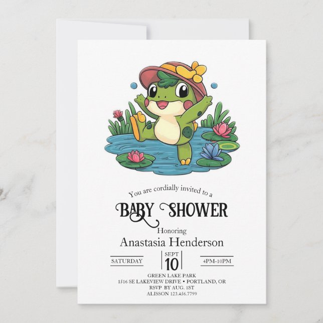 Colourful Dreamy Frog Baby Shower Invitation (Front)