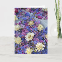 Colourful dried straw flowers bouquets card