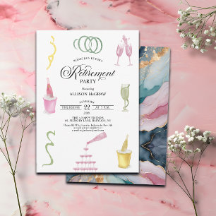 Colourful Drinks and Bottles Retirement Party Invitation