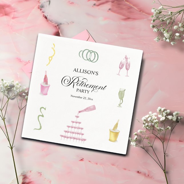 Colourful Drinks and Bottles Retirement Party Napkin (Creator Uploaded)