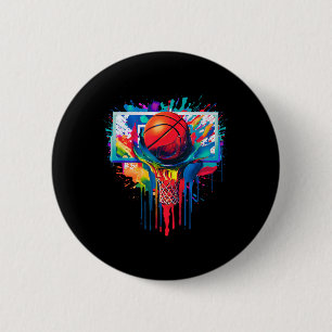 Colourful Drip Basketball Ball Hoop Slam Dunk Drip 6 Cm Round Badge