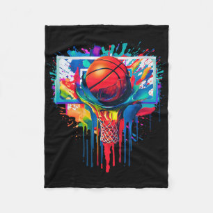 Colourful Drip Basketball Ball Hoop Slam Dunk Drip Fleece Blanket
