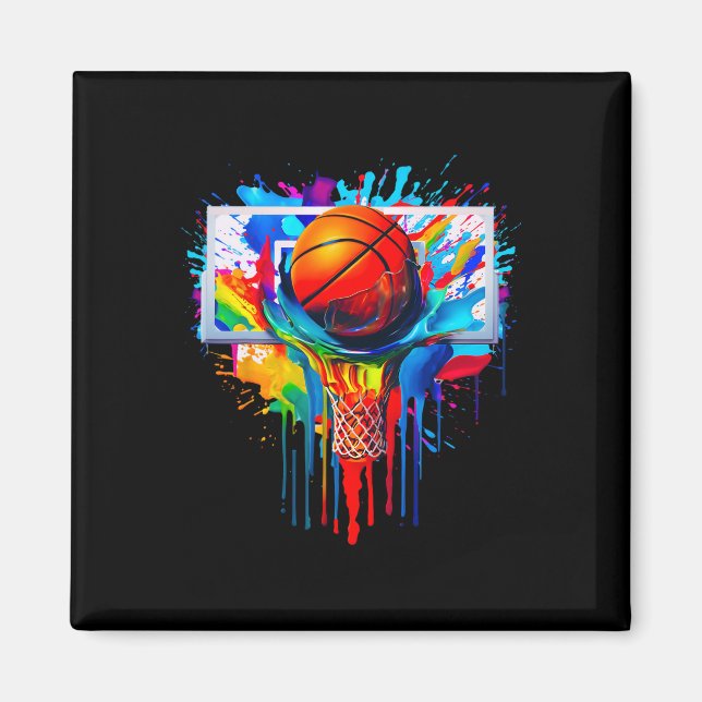 Colourful Drip Sketll Ll Hoop Sketll Dripping Dunk Magnet (Front)