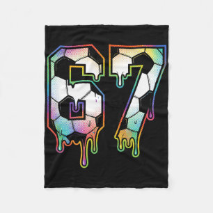 Colourful Dripping 67 Varsity Number Soccer Halfto Fleece Blanket