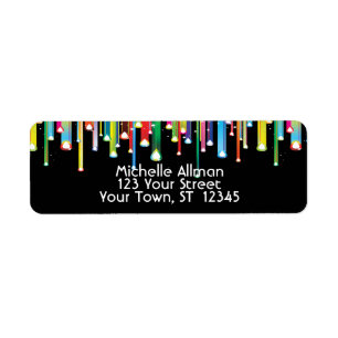 Colourful Dripping Lines Avery Label
