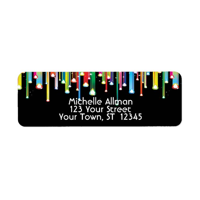 Colourful Dripping Lines Label (Front)