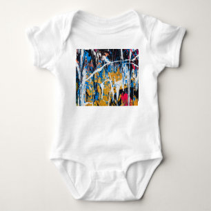 Colourful dripping paint: graffiti wall. baby bodysuit