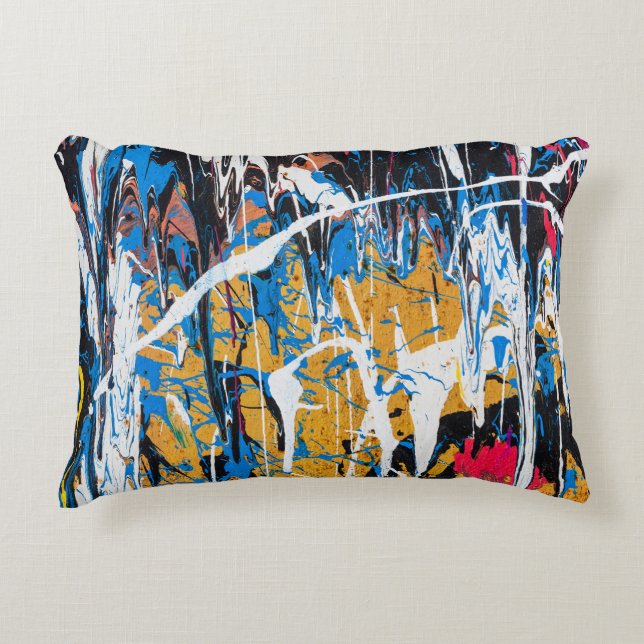 Colourful dripping paint: graffiti wall. decorative cushion (Front)