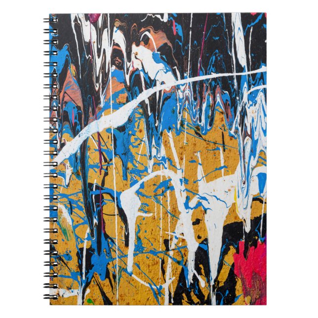 Colourful dripping paint: graffiti wall. notebook (Front)