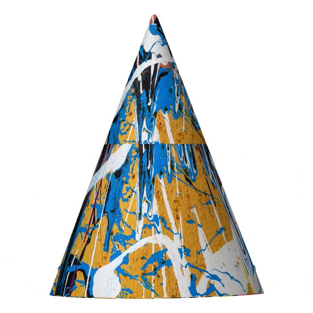 Colourful dripping paint: graffiti wall. party hat (Front)