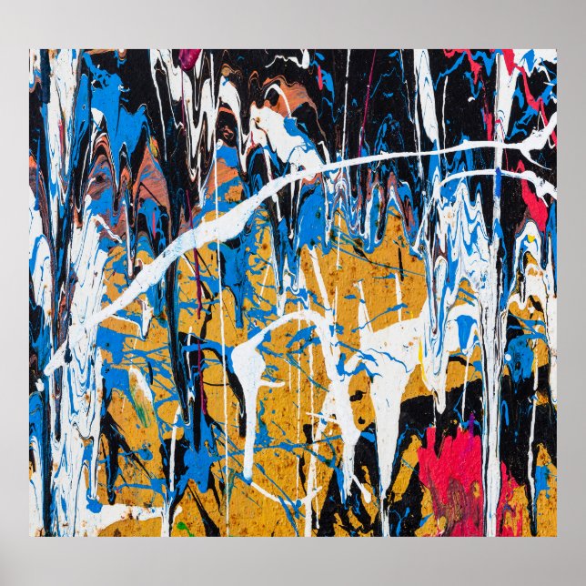 Colourful dripping paint: graffiti wall. poster (Front)
