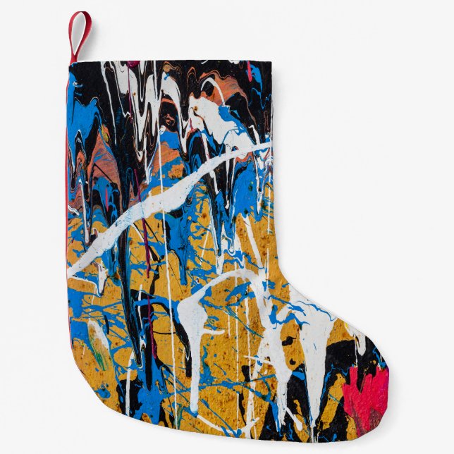 Colourful dripping paint: graffiti wall. small christmas stocking (Front)