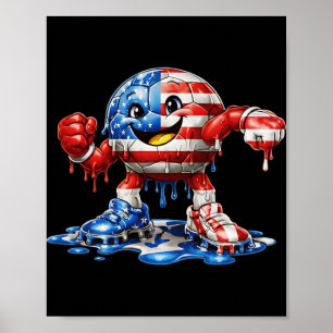Colourful Dripping Soccer America Men Women Usa So Poster