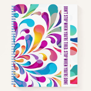 Colourful drop pattern motivation quote notebook