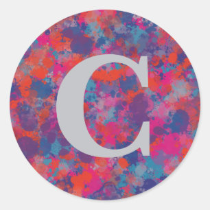Colourful Drops Red, Pink, Blue Purple Abstract Classic Round Sticker