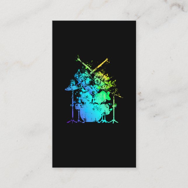 Colourful Drum Set Music Drummer Drumsticks Business Card (Front)