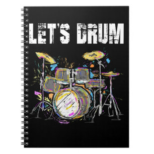 Colourful Drum Set with Drumsticks Notebook