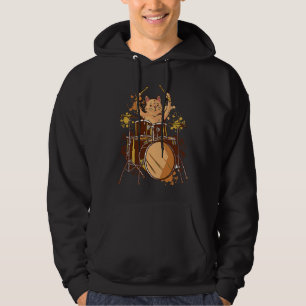 Colourful Drummer Cat MusicRealistic Cat Playing D Hoodie