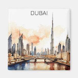Colourful Dubai UAE Watercolor  Magnet