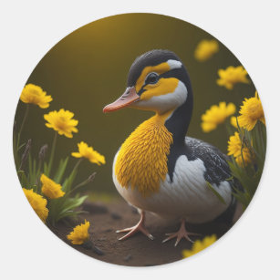 Colourful Duck  Classic Round Sticker