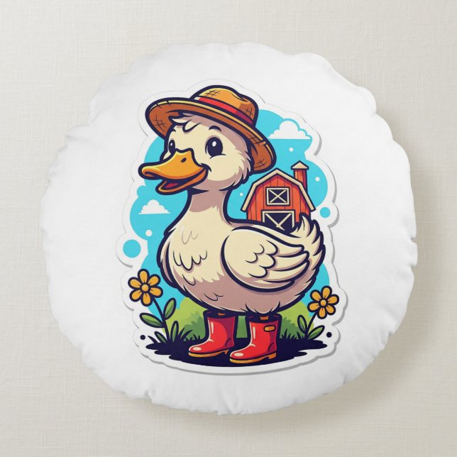 Colourful Duck t-shirt Round Cushion (Front)