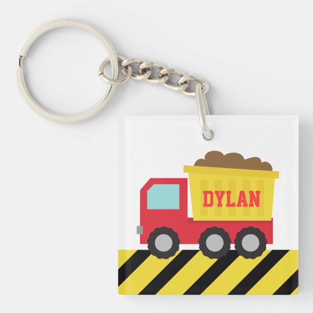 Colourful Dump Truck, Construction Vehicle for Boy Key Ring (Front)
