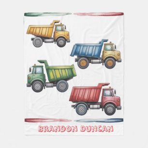 Colourful Dump Trucks 4th. Birthday Party Gift Fleece Blanket