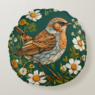 Colourful Dunnock Bird Elegant Nature Inspired Gif Round Cushion