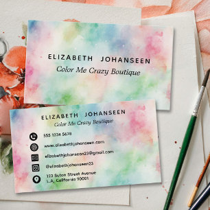 Colourful Dusty Watercolor Painting Boutique Business Card