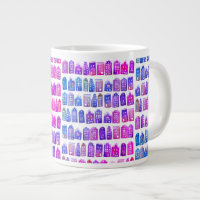 Colourful Dutch Houses Amsterdam Pattern Purple Bl