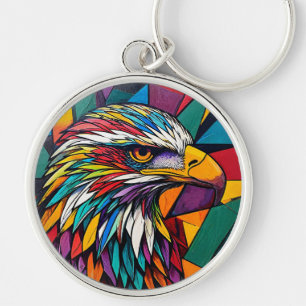 Colourful eagle artwork key ring